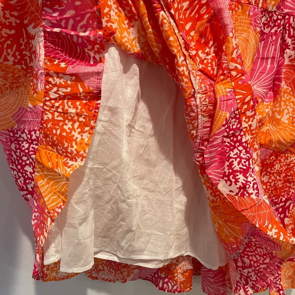 Debbie Katz South Beach Sinia Pink Orange Embroidered Trim Dress size M EUC - Picture 3 of 6